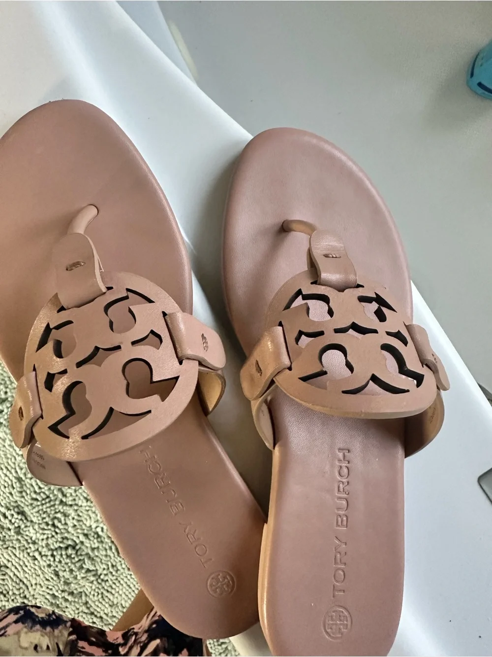 Tory Burch Blush Pink Miller Logo Slide Sandal